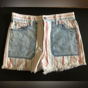 Striped jean shorts